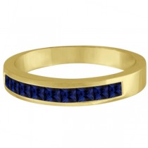 Princess-Cut Channel-Set Blue Sapphire Ring Band 14k Yellow Gold (1.00ct)