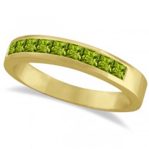 Princess-Cut Channel-Set Stackable Peridot Ring 14k Yellow Gold 1.00ct