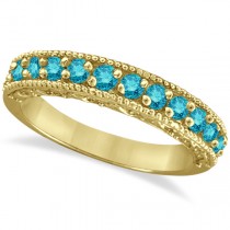 Blue Diamond Wedding Band in 14k Yellow Gold (0.45 ctw)
