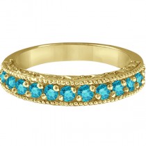 Blue Diamond Wedding Band in 14k Yellow Gold (0.45 ctw)