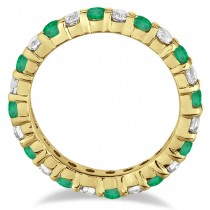 Lab Emerald & Lab Grown Diamond Eternity Ring Band 14k Yellow Gold (1.07ct)