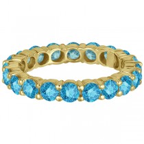 Fancy Blue Diamond Eternity Ring Band 18k Yellow Gold (3.00ct)