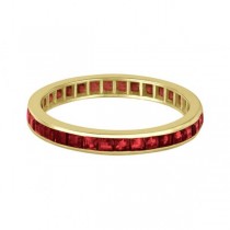 Princess-Cut Garnet Eternity Ring Band 14k Yellow Gold (1.20ct)
