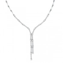 Diamond Tie Lariat Choker Necklace in 14K White Gold (2.25ct)