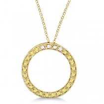 Fancy Yellow Canary & White Diamond Circle Pendant 14k Gold (0.25ct)