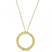 Fancy Yellow Canary & White Diamond Circle Pendant 14k Gold (0.25ct)