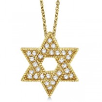 Jewish Star of David Diamond Pendant Necklace 14k Yellow Gold (0.35ct)