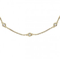 Moissanite Station Necklace Bezel-Set in 14k Yellow Gold (4.00 ctw)