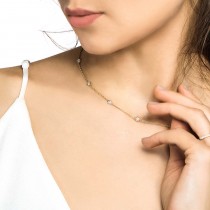 Moissanite Station Necklace Bezel-Set in 14k Yellow Gold (1.00 ctw)