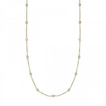 36 inch Long Lab Grown Diamond Station Necklace Strand 14k Yellow Gold (1.50ct)