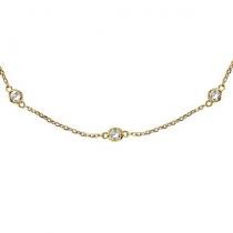 36 inch Long Lab Grown Diamond Station Necklace Strand 14k Yellow Gold (1.50ct)