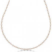 Diamond Station Eternity Necklace in 14k Rose Gold (10.00ct)