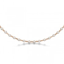 Diamond Station Eternity Necklace in 14k Rose Gold (10.00ct)