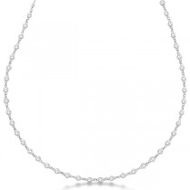 Diamond Station Eternity Necklace in 14k White Gold (3.04ct)