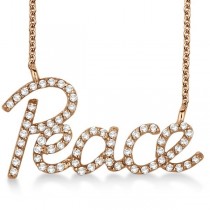 "Peace" Diamond Pendant Necklace 14k Rose Gold (0.50ct)