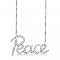 "Peace" Diamond Pendant Necklace 14k White Gold (0.50ct)