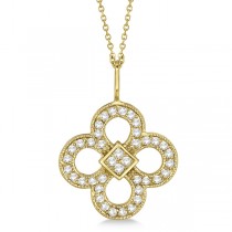 Four Leaf Clover Diamond Pendant Necklace 14K Yellow Gold (0.37ct)