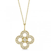 Four Leaf Clover Diamond Pendant Necklace 14K Yellow Gold (0.37ct)
