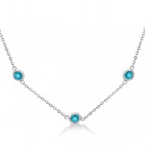 Fancy Blue Diamond Station Necklace 14K White Gold (1.00ct)