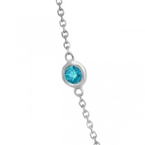 Fancy Blue Diamond Station Necklace 14K White Gold (1.00ct)