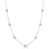 Fancy Yellow Diamond Station Necklace 14K White Gold (0.38ct)