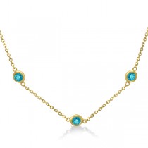 Fancy Blue Diamond Station Necklace 14K Yellow Gold (0.25ct)
