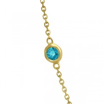 Fancy Blue Diamond Station Necklace 14K Yellow Gold (0.25ct)