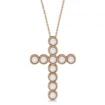 Diamond Cross Pendant Necklace 14k Rose Gold (0.34ct)