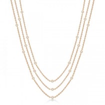 Three-Strand Diamond Station Necklace in 14k Rose Gold (3.01ct)