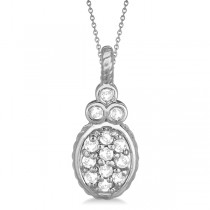 Vintage Oval Diamond Pendant Necklace 14kt White Gold (0.17ct)