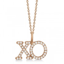 Diamond XO Pendant Necklace Hugs and Kisses 14K Rose Gold (0.20ct)