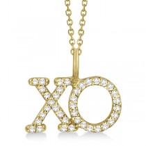 Diamond XO Pendant Necklace Hugs and Kisses 14K Yellow Gold (0.20ct)