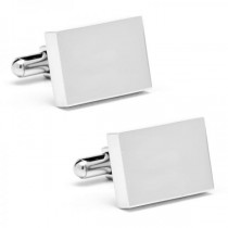 Block Style Rectangular Engravable Cufflinks in Stainless Steel