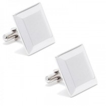 Beveled Edge Engravable Square Cufflinks in Stainless Steel