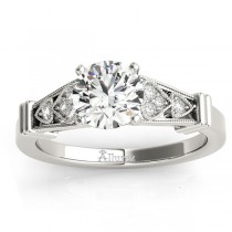 Diamond Heart Engagement Ring Vintage Style Palladium (0.10ct)