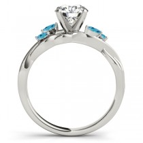 Twisted Round Blue Topazes & Moissanite Engagement Ring 18k White Gold (1.00ct)