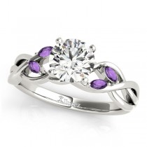Twisted Round Amethysts & Diamonds Bridal Sets Palladium (1.23ct)