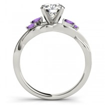 Twisted Round Amethysts & Diamonds Bridal Sets Palladium (1.23ct)