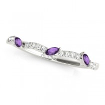 Twisted Round Amethysts & Diamonds Bridal Sets Palladium (1.23ct)