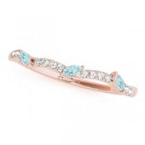 Twisted Round Aquamarines & Diamonds Bridal Sets 14k Rose Gold (1.23ct)