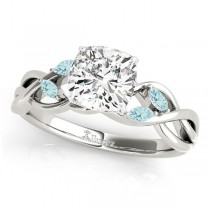 Twisted Cushion Aquamarines & Diamonds Bridal Sets 14k White Gold (1.23ct)