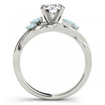 Twisted Cushion Aquamarines & Diamonds Bridal Sets 14k White Gold (1.23ct)