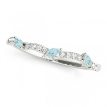 Twisted Cushion Aquamarines & Diamonds Bridal Sets 14k White Gold (1.23ct)
