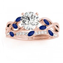 Marquise Blue Sapphire & Diamond Bridal Set Setting 18k Rose Gold (0.43ct)