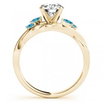 Twisted Princess Blue Topazes & Diamonds Bridal Sets 14k Yellow Gold (1.23ct)