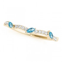Twisted Princess Blue Topazes & Diamonds Bridal Sets 14k Yellow Gold (1.23ct)