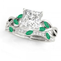 Twisted Princess Emeralds & Diamonds Bridal Sets Palladium (1.23ct)