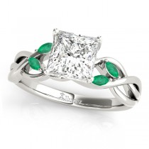 Twisted Princess Emeralds & Diamonds Bridal Sets Palladium (1.23ct)