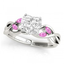 Twisted Heart Pink Sapphires & Diamonds Bridal Sets 14k White Gold (1.73ct)