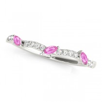 Twisted Heart Pink Sapphires & Diamonds Bridal Sets 14k White Gold (1.73ct)